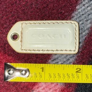 Coach Ivory/Tan Two sided Leather Hangtag